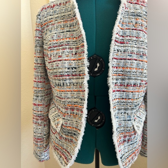 HELENE BERMAN London Multicolor Tweed Boho Classic Elegant Blazer Jacket Sz XL - Picture 7 of 14